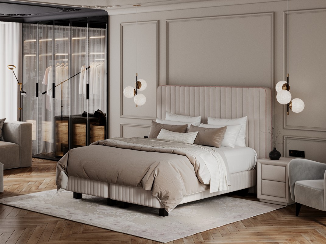 Кровать Verda Bastion Ткань Микровелюр Laska 15 Лён 180x200 281240₽