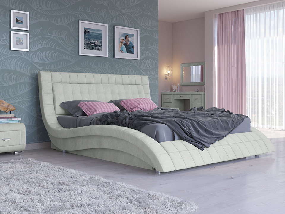

Кровать Атлантико с подъемным механизмом (Ткань: Велюр Лофти лён) 140x200