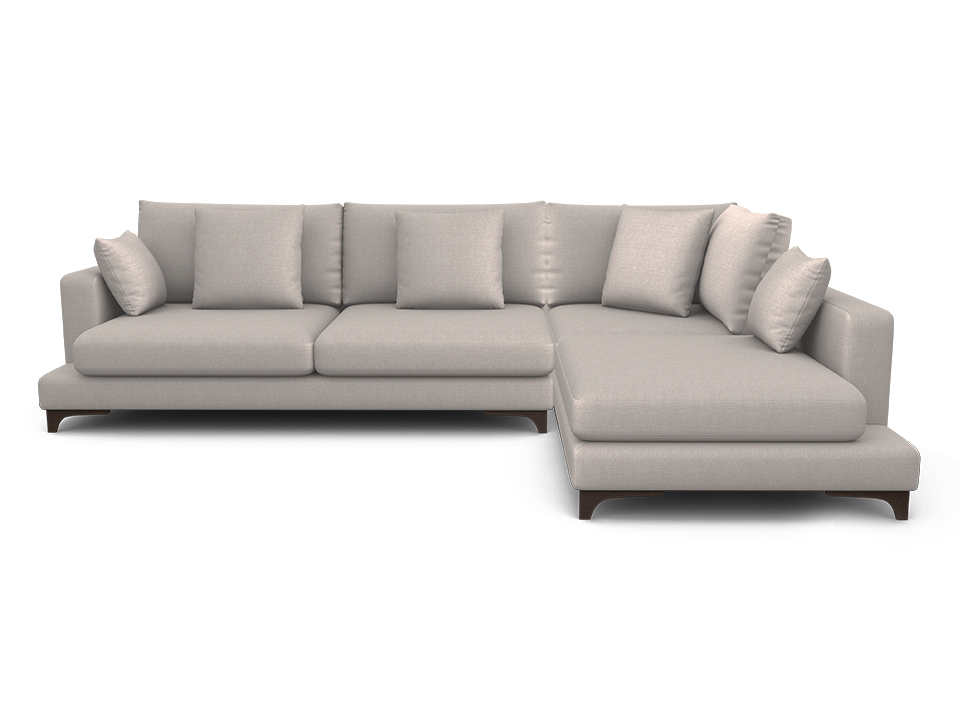 Орматек Угловой диван Verona пух-перо 3-х местный с шезлонгом Soft правый Ткань Рогожка Lino 50 Темно-серый 215x334 611770₽