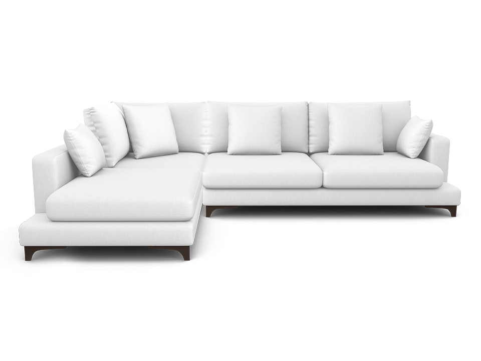 Орматек Угловой диван Verona пух-перо 3-х местный с шезлонгом Soft левый Ткань Рогожка Lino 25 Белый 215x334 611770₽