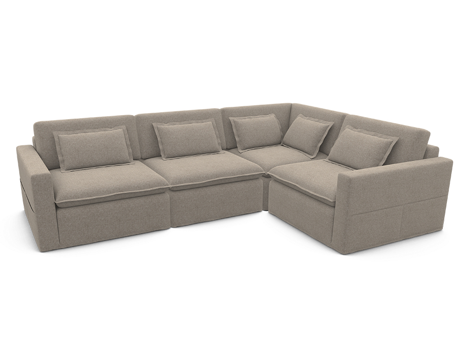 Орматек Угловой диван Meison 3-х местный с подлокотниками Soft правый Ткань Шенилл Siena latte 240x340 449790₽