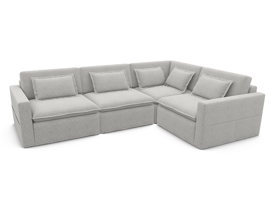 Орматек Угловой диван Meison 3-х местный с подлокотниками Soft правый Ткань Шенилл Siena silver 240x340 449790₽