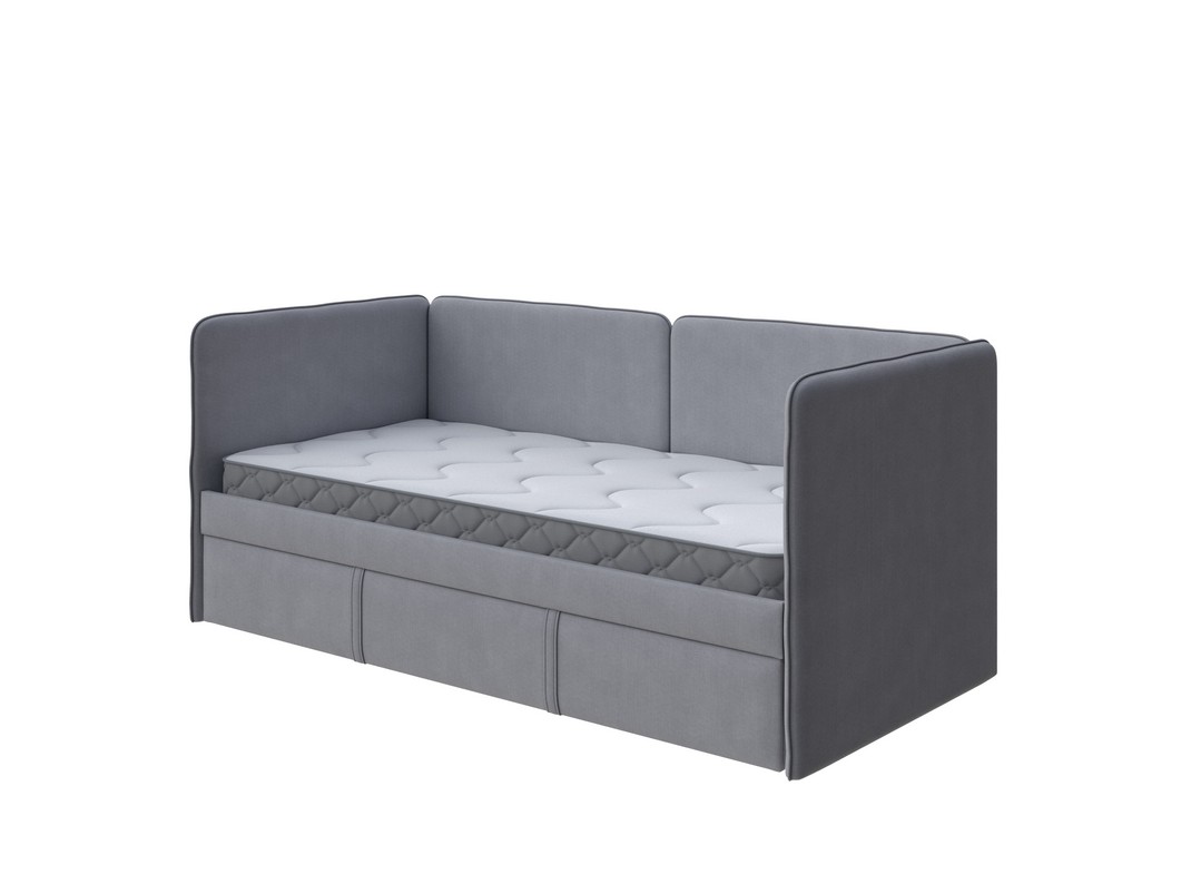 Кровать Орматек Bruno-Софа c выкатным ящиком (Ткань: Рогожка Тетра Стальной) 80x190 кровать уна 160 200 рогожка malmo серая