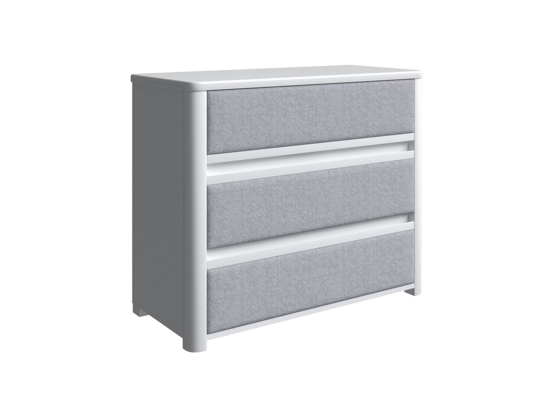 Комод Орматек Wood Soft (Массив/Рогожка Белая эмаль (береза)/Nice Серебряный) 90x40