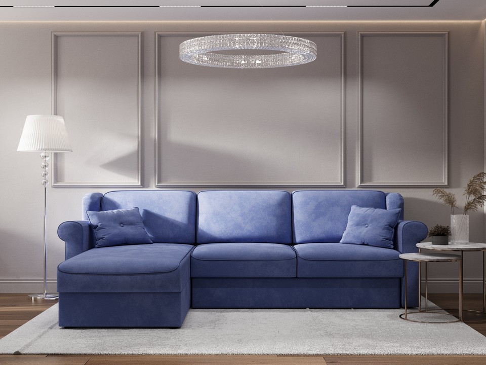 Орматек Угловой диван-кровать Synergy Grace левый правый Ткань Велюр Casa Сапфировый 160x196 249240₽