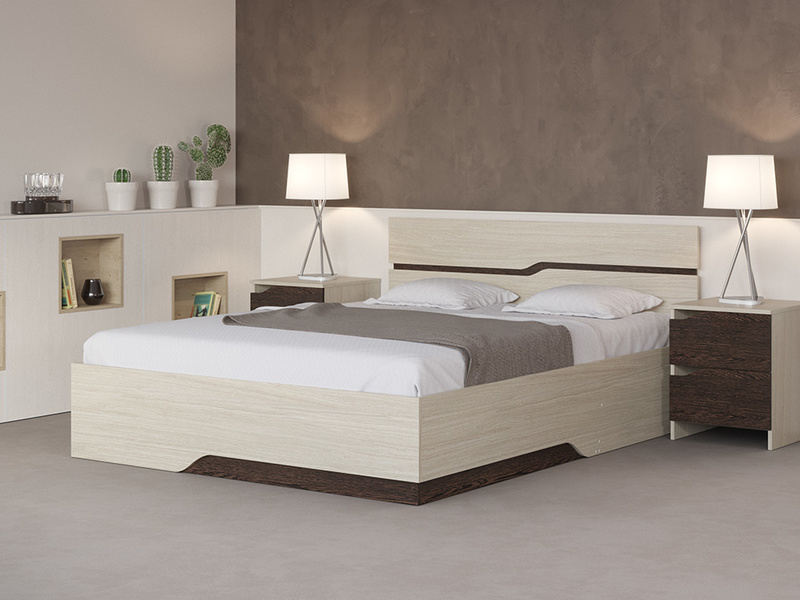 

Кровать Wave Line с подъемным механизмом (ЛДСП Дуб Шамони + Дуб Венге) 140x200