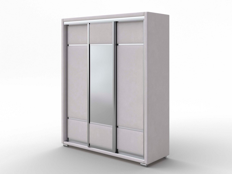 Шкаф Орматек Шкаф-купе 3х дв Orma Soft 2 1 зеркало Ткань Микровелюр Laska 01 Белая смородина 177x60 211110₽