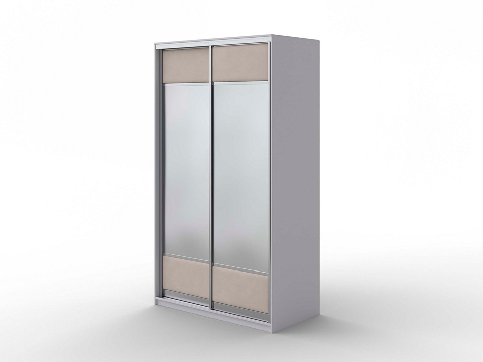 Шкаф Шкаф-купе 2х дв ComoVeda 2 зеркала ЛДСП Белаяткань БелыйLaska 15 Лён 119x62 89960₽