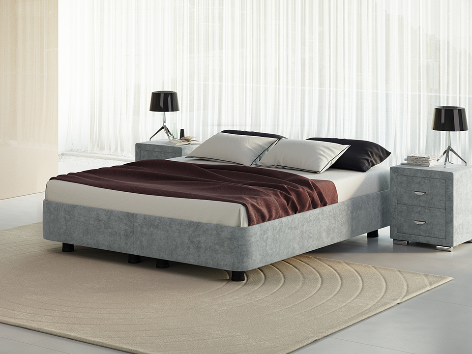 

Кровать Rocky Base Set (Ткань: Флок Бентлей Дымчатый) 200x200