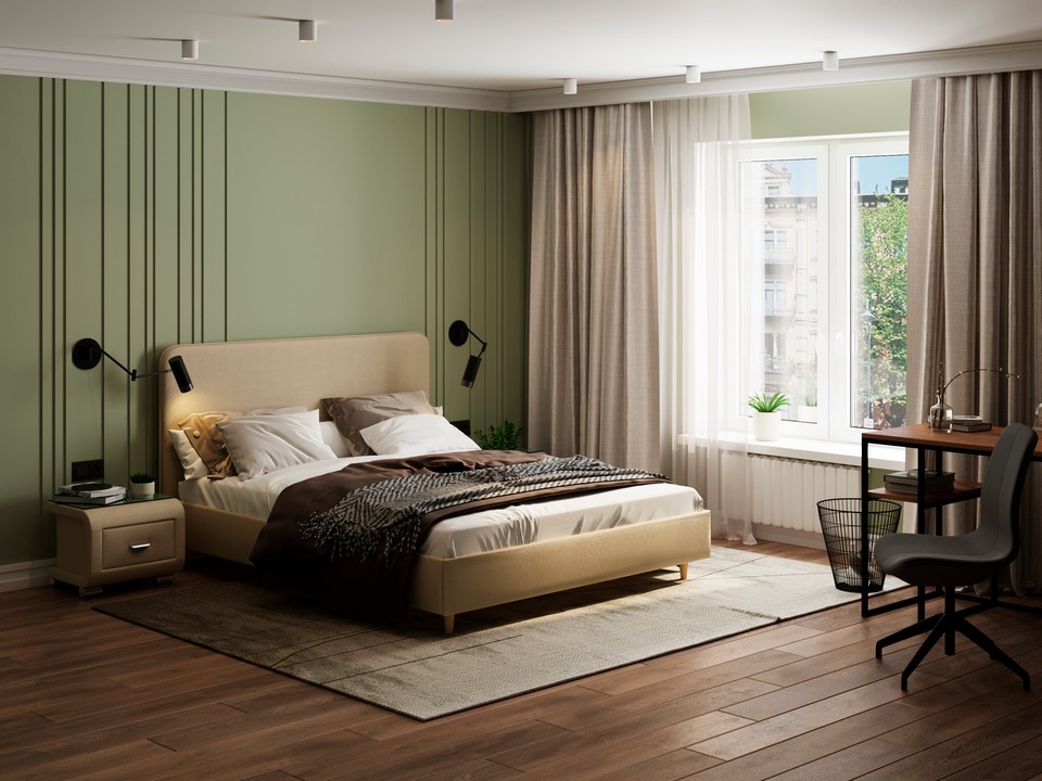 Кровать Mia (Ткань: Велюр Forest 4 Бежевый) 140x200 кровать босс 160 200 про велюр роял агат