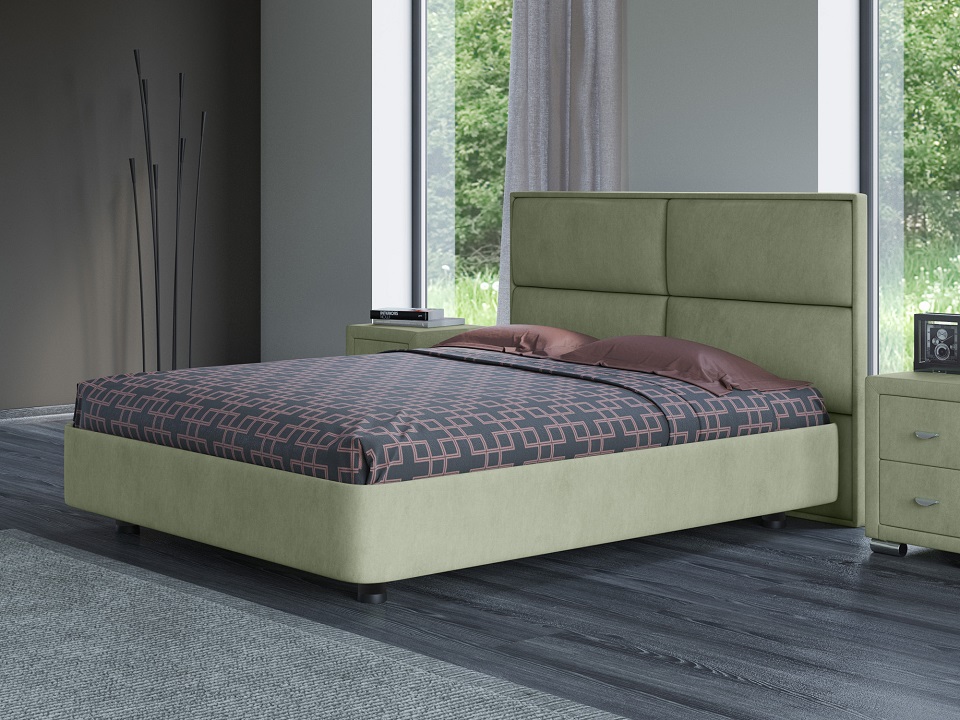 

Кровать Rocky 2 (Ткань: Велюр Лофти Олива) 140x200