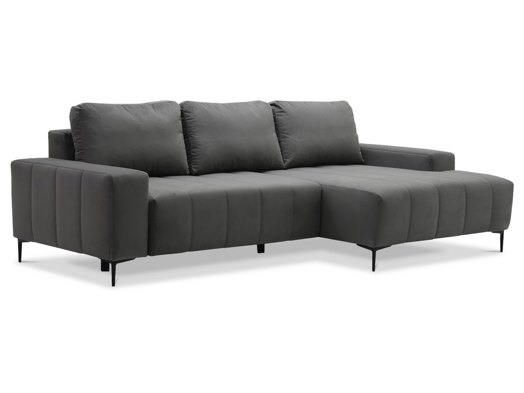Орматек Угловой диван-кровать Сантана Soft правый Ткань Велюр Newtone Antracit серый 136x226 108540₽