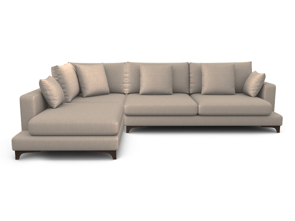 Орматек Угловой диван Verona 3-х местный с шезлонгом Soft левый Ткань Рогожка Lino 59 ореховый 215x334 592680₽