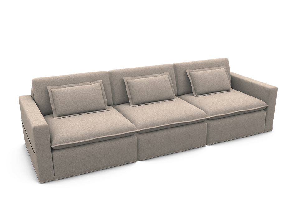 Орматек Meison 3-х местный с подлокотниками Soft Ткань Шенилл Siena latte 120x334 318730₽