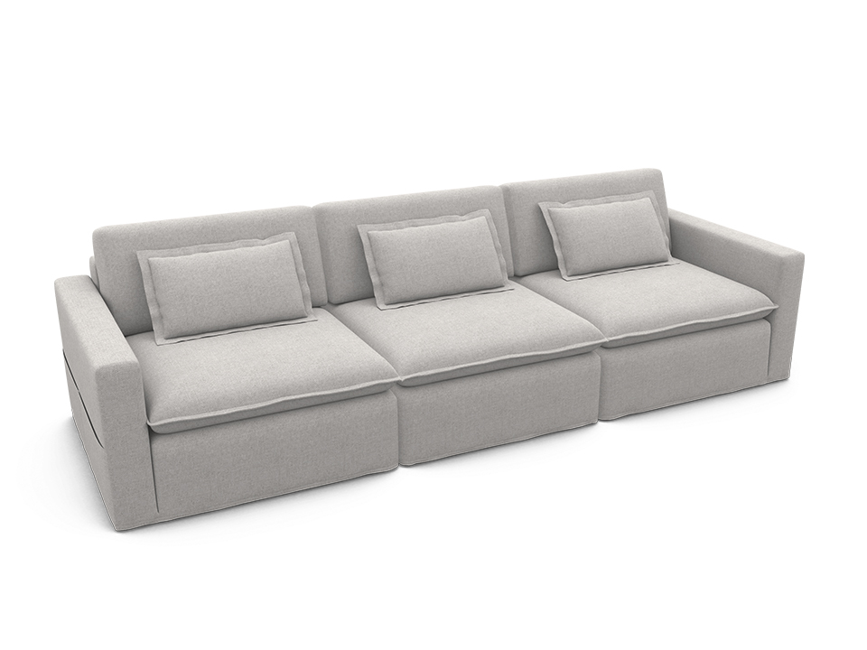 Орматек Meison 3-х местный с подлокотниками Soft Ткань Шенилл Siena silver 120x334 318730₽
