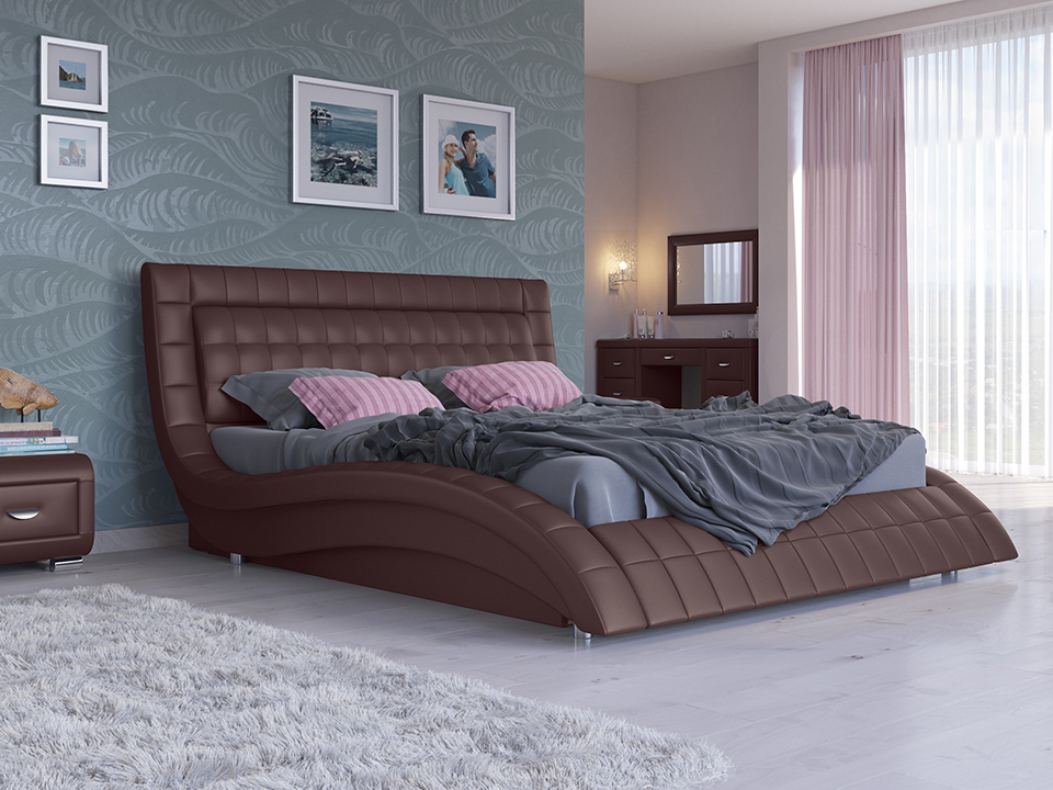 

Кровать Атлантико с подъемным механизмом (Экокожа Коричневый) 160x200
