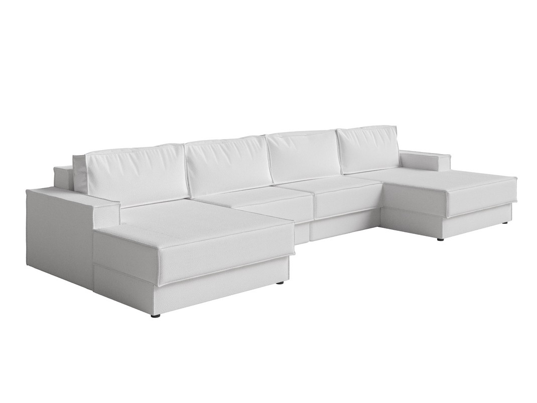 Орматек Угловой диван-кровать Porto Middle четырёхсекционный Ткань Букле Soul 000 Облачный 441x175 200780₽