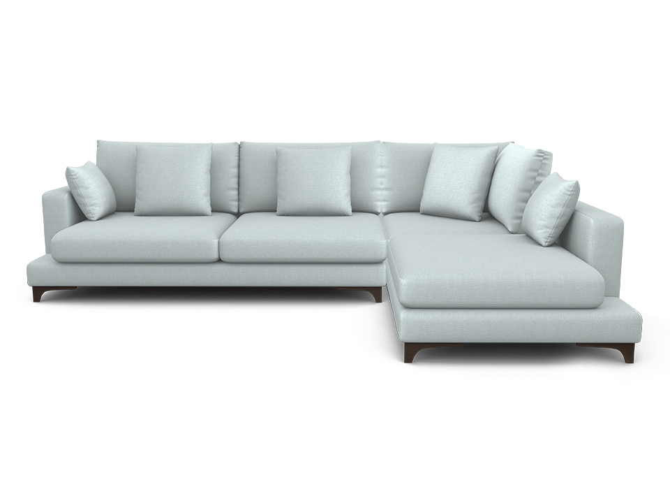 Орматек Угловой диван Verona 3-х местный с шезлонгом Soft правый Ткань Рогожка Lino 42 Небесно-голубой 215x334 592680₽