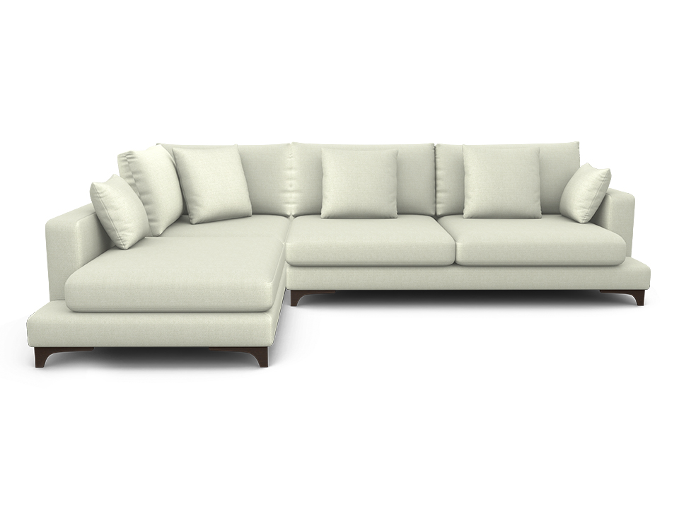 Орматек Угловой диван Verona 3-х местный с шезлонгом Soft левый Ткань Рогожка Lino 19 Светло-зеленый 215x334 592680₽