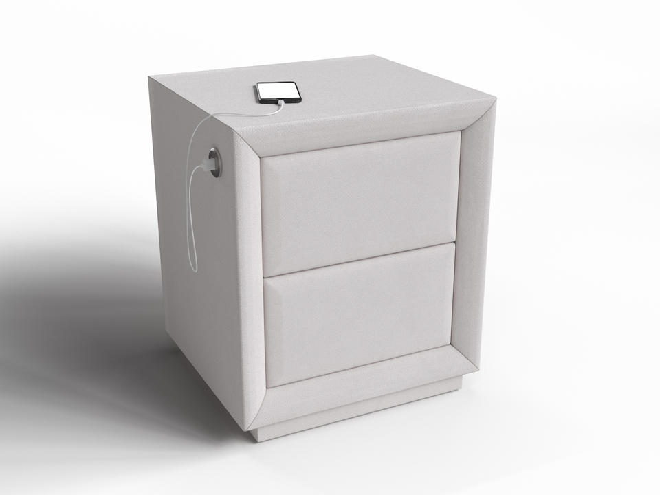 Тумба Verda Modern с зарядкой слева (Ткань: Микровелюр Laska 01 Белая смородина (Verda)) 45x43