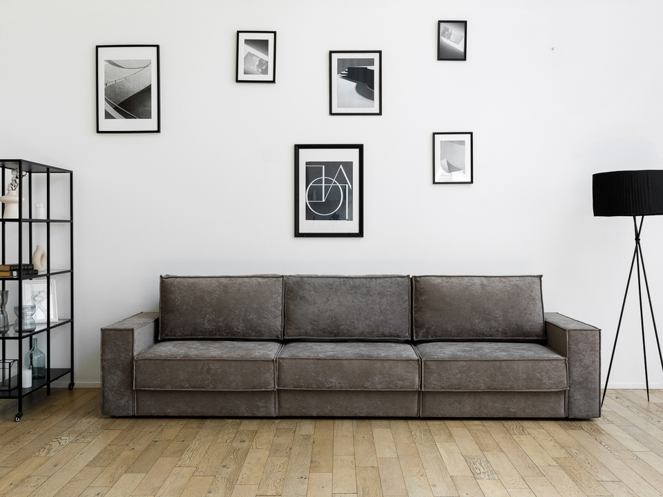 Орматек Диван-кровать Porto Middle трехсекционный Ткань Велюр Gratta 3 Утренний туман 295x157 139250₽