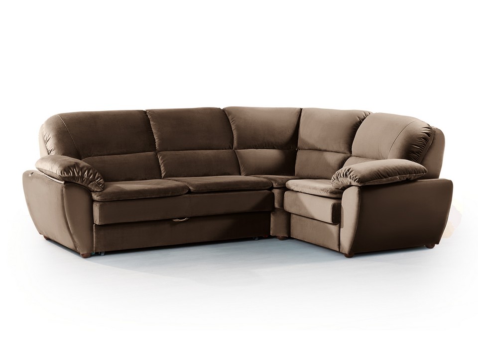Орматек Угловой диван-кровать Маэстро правый Ткань Велюр Felicita 10 Chocolate Тёмно-Коричневый 150x195 217550₽
