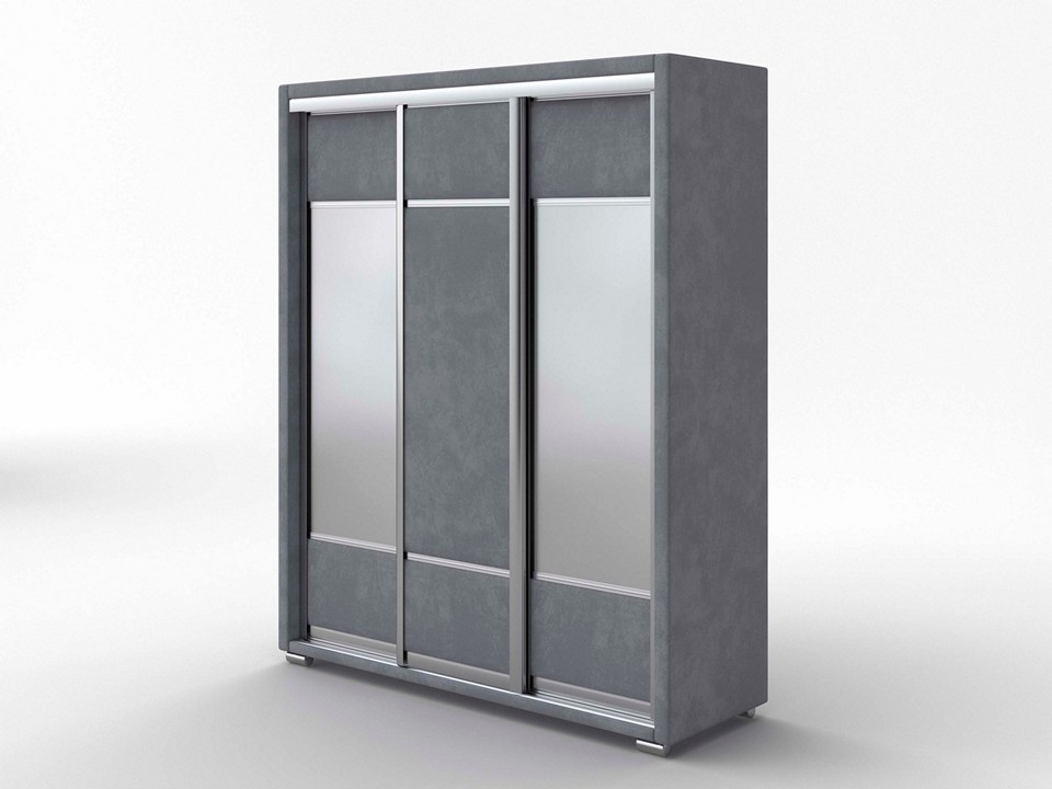 Шкаф Орматек Шкаф-купе 3х дв Orma Soft 2 2 зеркала Ткань Микровелюр Laska 06 Серый мох 177x60 216990₽