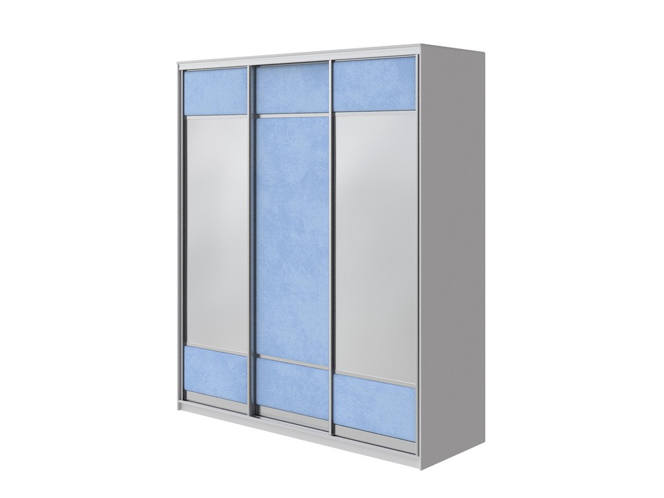 Шкаф Орматек Шкаф-купе 3х дв ComoVeda 2 зеркала ЛДСП Белаяткань БелыйTeddy 311 Небесно-голубойСеребро 177x62 72160₽