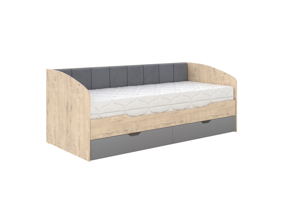 Кровать Орматек Letto раздвижная ЛДСП Бунраттиткань БунраттиВулканический серыйЛофти Бежевый 80x190 50110₽