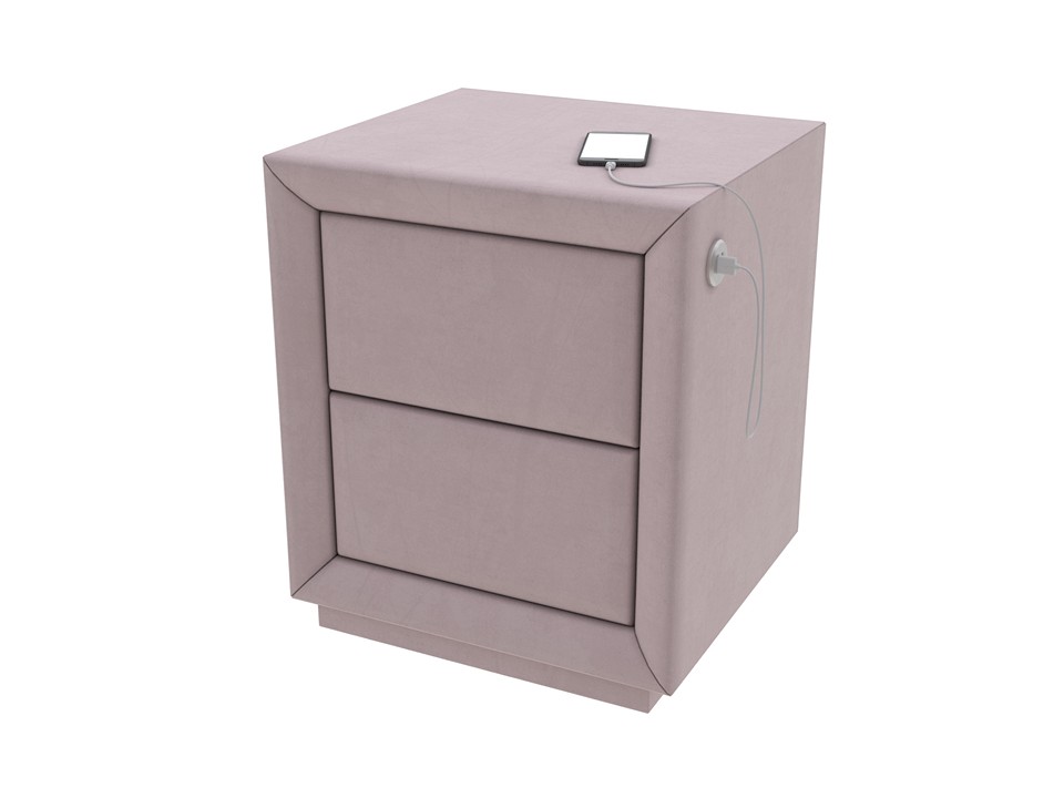 Тумба Verda Modern с зарядкой справа Ткань Микровелюр Manhattan Розовый жемчуг 50x43 54860₽