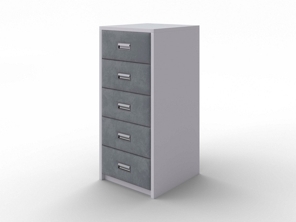 Комод ComoVeda 5 ящиков ЛДСП Белаяткань БелыйLaska 06 Серый мох 50x57 50300₽