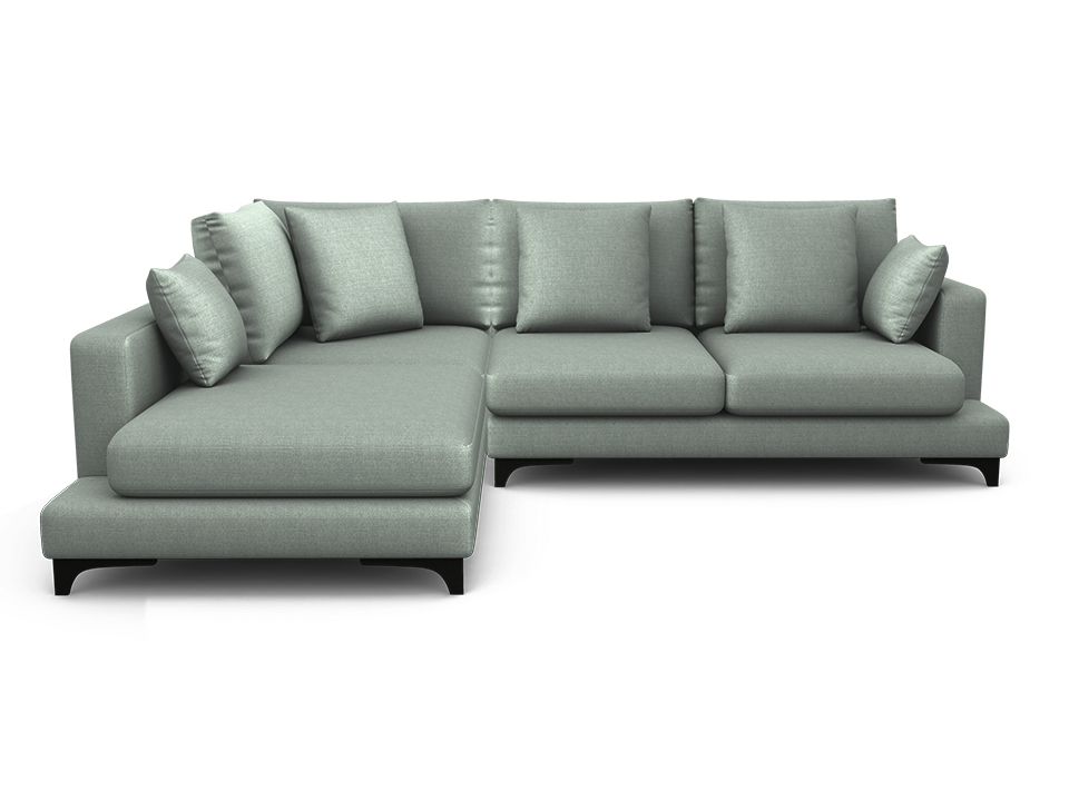 Орматек Угловой диван Verona пух-перо 2-х местный с шезлонгом Soft левый Ткань Рогожка Lino 66 морской 215x294 577060₽