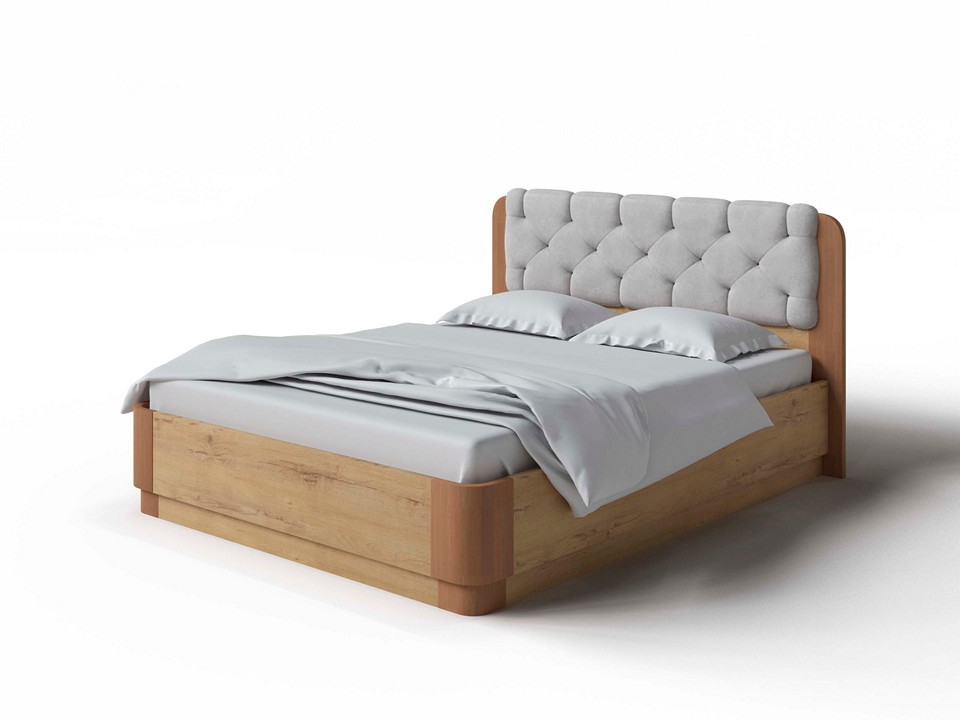 Мягкая Кровать Орматек Wood Home Lite 1 с подъемным механизмом ЛДСПткань ЛДСП БунраттиАнтик соснаLaska 05 Утренний туман 90x210 97750₽