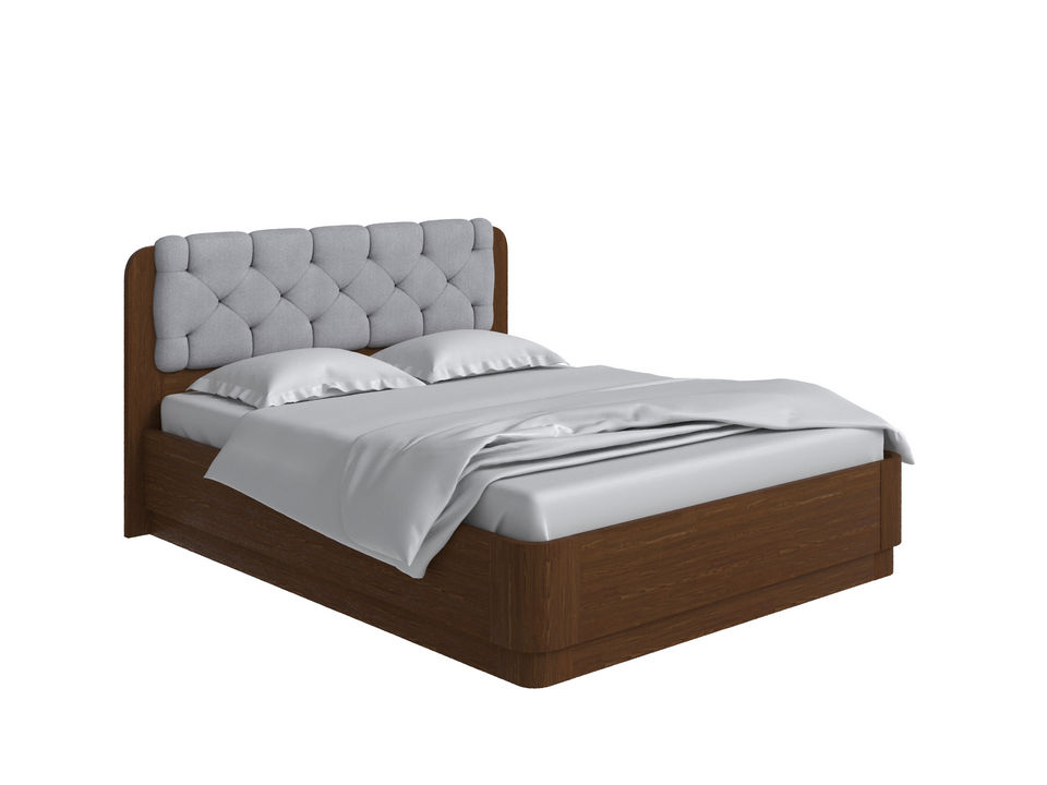 Кровать Орматек Wood Home 1 с подъемным механизмом (Ткань/Массив (сосна) Мокко (сосна) с брашированием/Тетра Стальной) 80x190