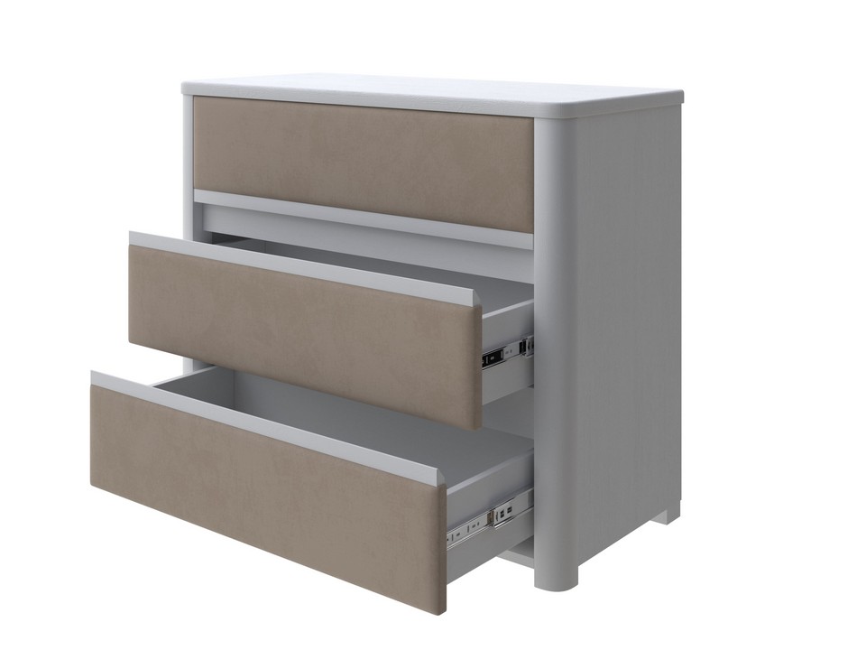 Комод Орматек Wood Soft (Ткань: Микрофибра Белая эмаль (сосна) с брашированием/Diva Тауп) 90x40