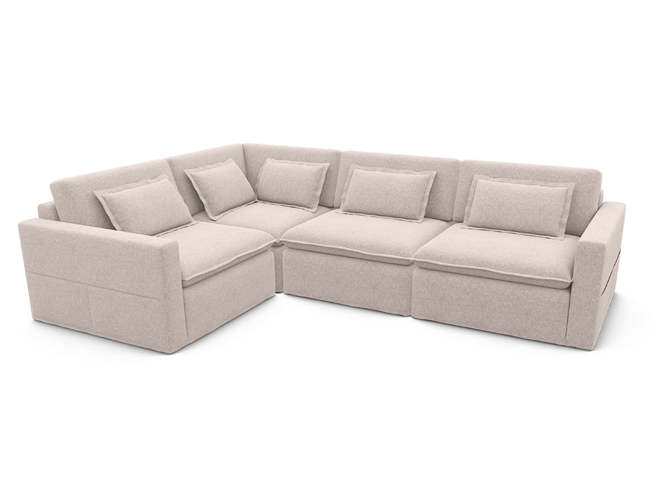 Орматек Угловой диван Meison 3-х местный с подлокотниками Soft левый Ткань Шенилл Siena cream 240x340 449790₽