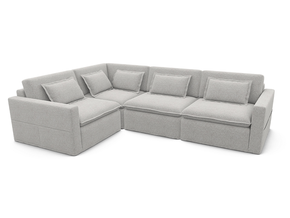 Орматек Угловой диван Meison 3-х местный с подлокотниками Soft левый Ткань Шенилл Siena silver 240x340 449790₽