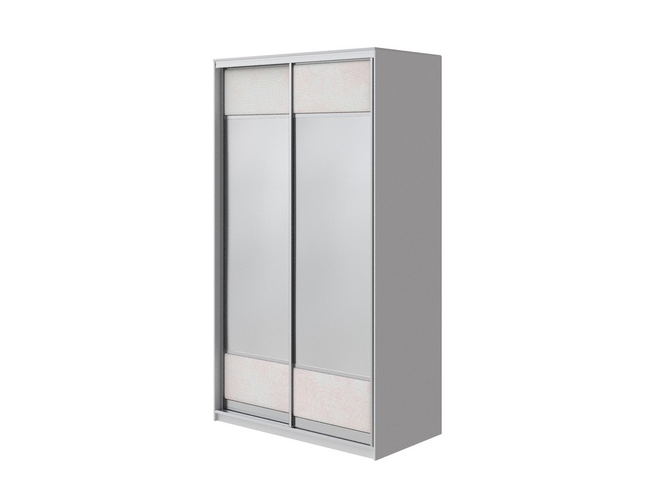 Шкаф Орматек Шкаф-купе 2х дв ComoVeda 2 зеркала ЛДСП Белаяткань БелыйTeddy 302 ЖемчужныйСеребро 119x62 51810₽