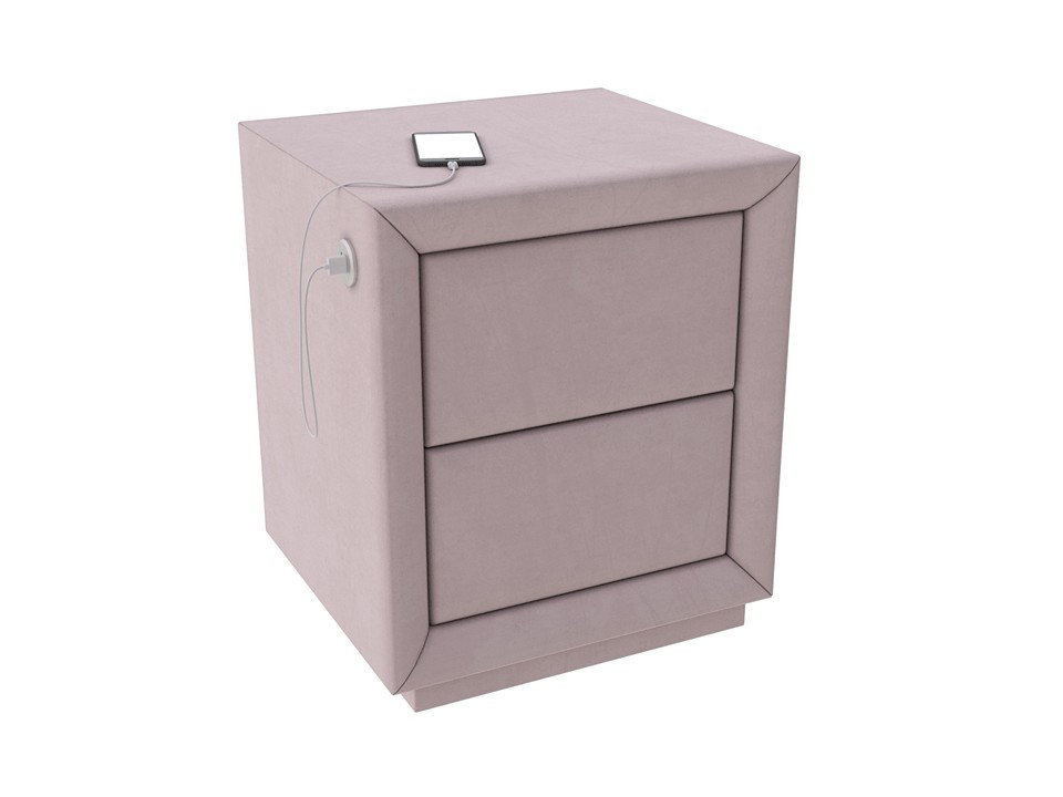 Тумба Verda Modern с зарядкой слева Ткань Микровелюр Manhattan Розовый жемчуг 50x43 54860₽