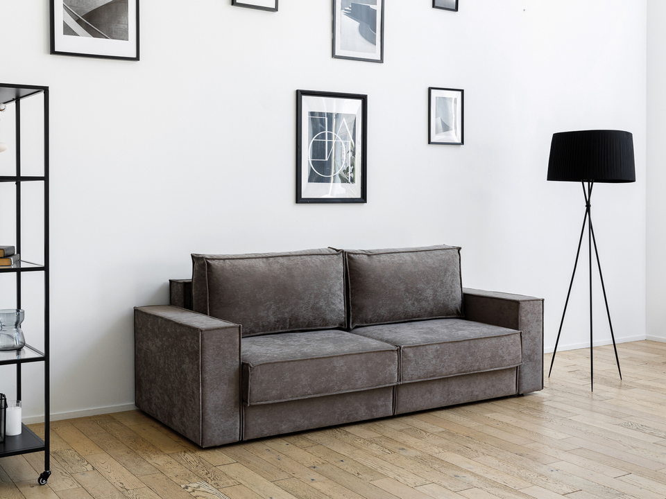 Орматек Диван-кровать Porto Hard двухсекционный Ткань Велюр Gratta 3 Утренний туман 196x157 90950₽