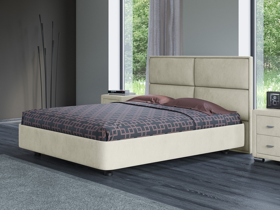 

Кровать Rocky 2 (Ткань: Велюр Лофти лён) 120x200