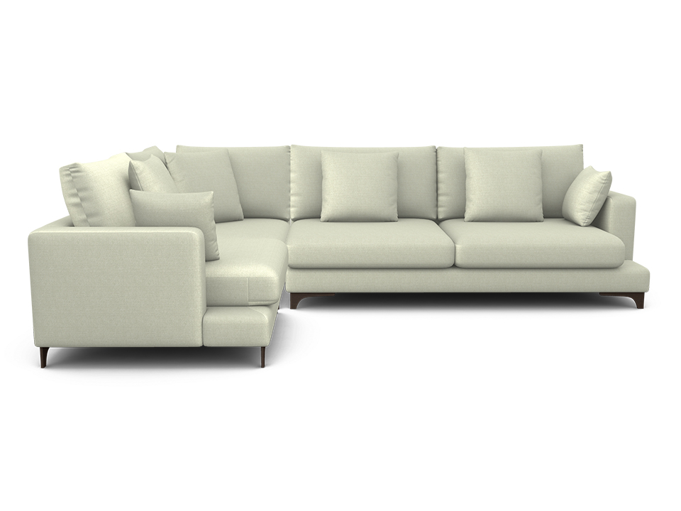 Орматек Угловой диван Verona пух-перо 3-х местный Soft левый Ткань Рогожка Lino 19 Светло-зеленый 234x334 689000₽