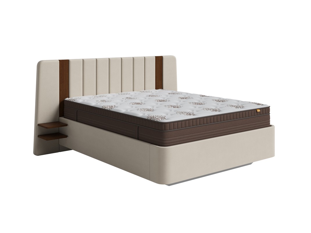 Кровать FlyEdge с подъёмным механизмом (Ткань: Велюр Forest 4 Бежевый) 140x200