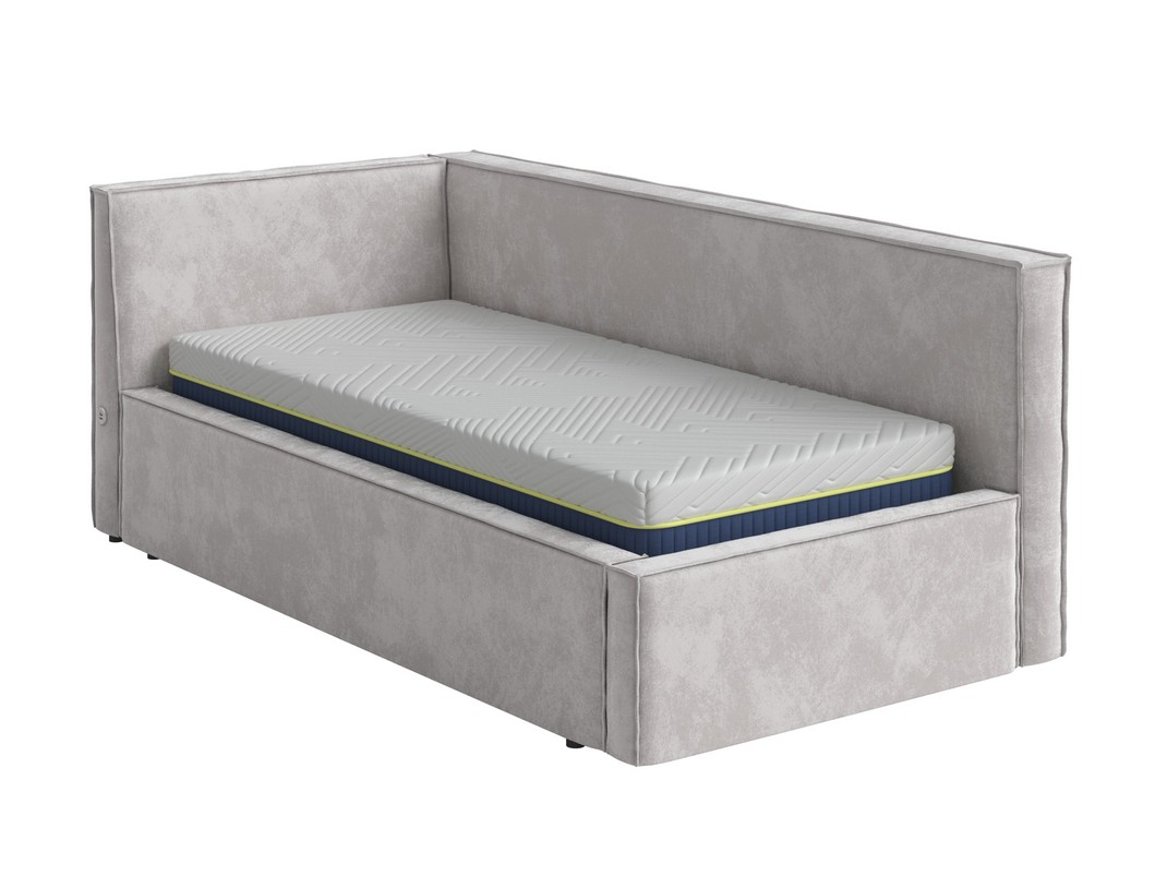 Кровать Кровать-софа Porto Lite (правая) с подъемным механизмом (Ткань: Велюр Лофти Серый) 90x200