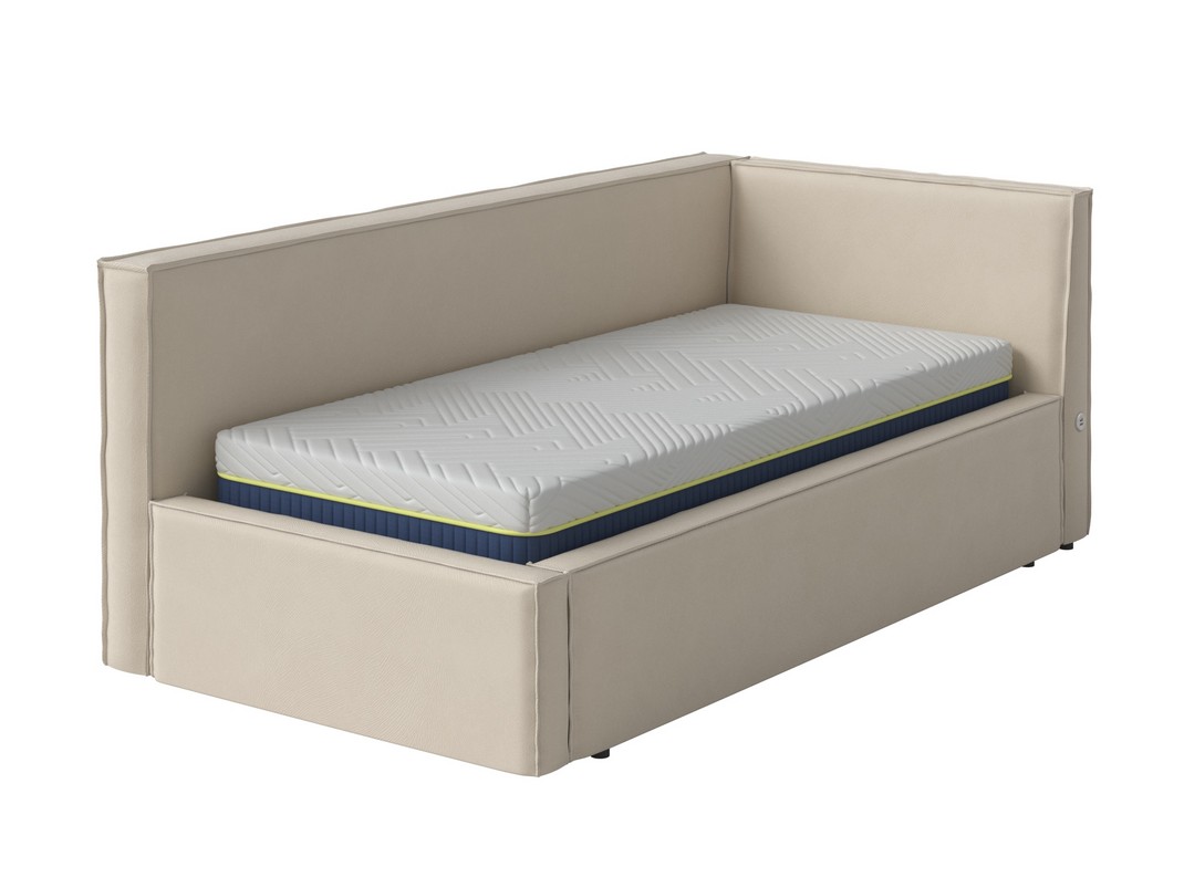 Кровать Кровать-софа Porto Lite (левая) с подъемным механизмом (Ткань: Велюр Forest 4 Бежевый) 90x190