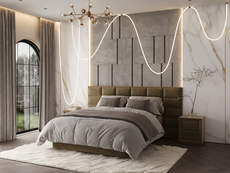 Кровать Спальная система Verda Chocolate Light Ткань Микровелюр Laska 53 Можжевельник Verda 160x200 176970₽